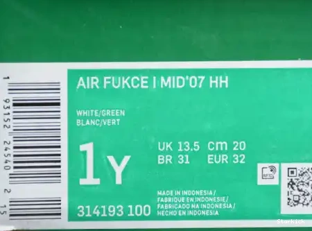 Orange Nike Green Kids Mid 1 Air Force 314193-100 07 White 0701